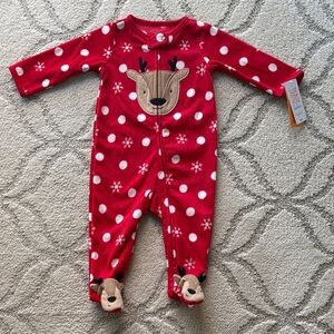 NWT Carters Reindeer Footed PJs